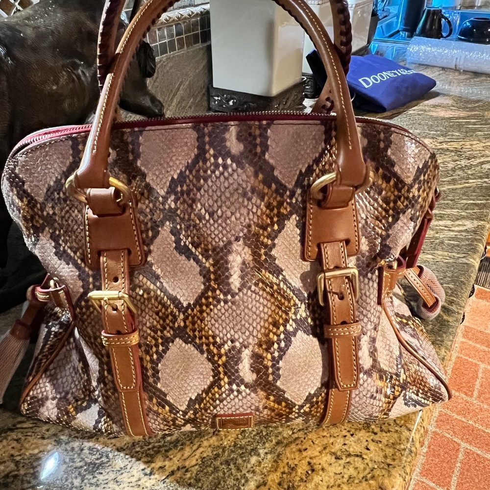 Dooney & Bourke Brown Snake Print Satchel